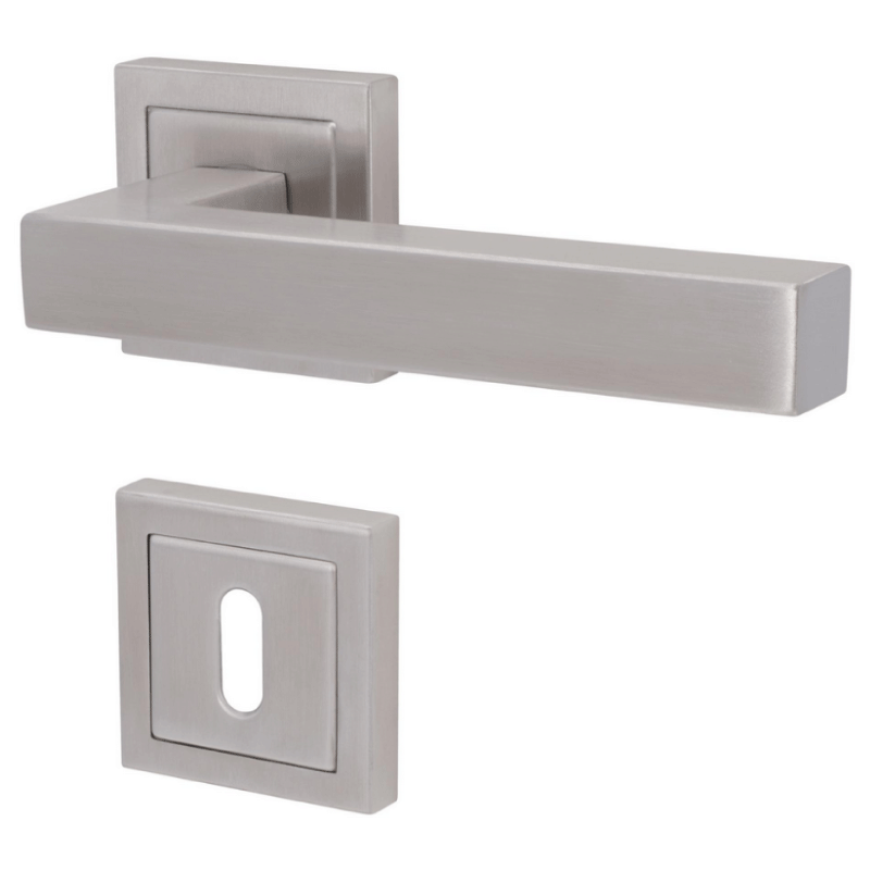 Galina II Square - R - Edelstahl-satiniert - Türdrücker / Rosettengarnitur - Südmetall