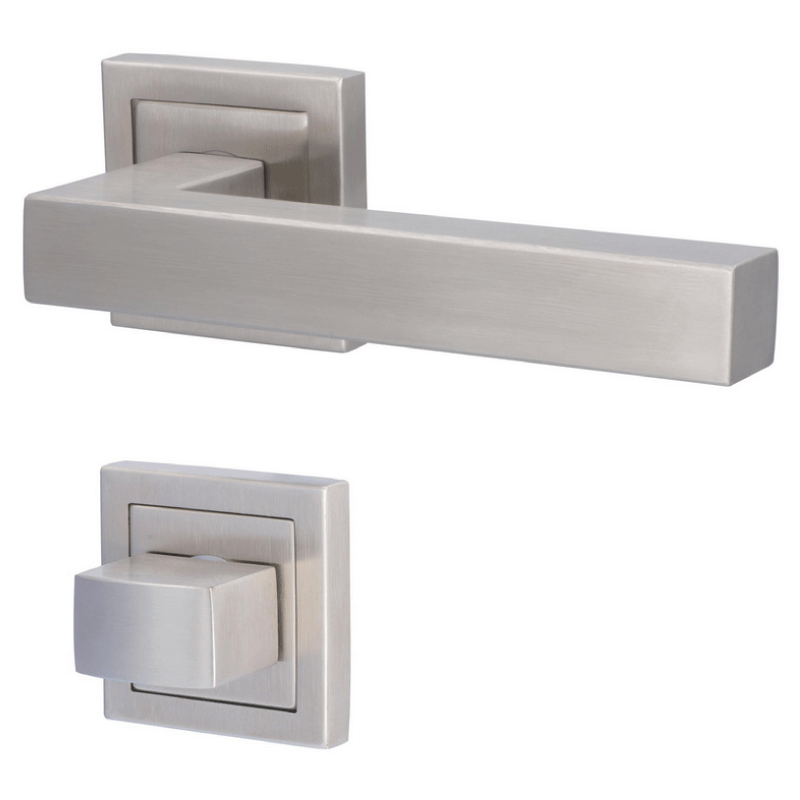 Galina II Square - R - Edelstahl-satiniert - Türdrücker / Rosettengarnitur - Südmetall