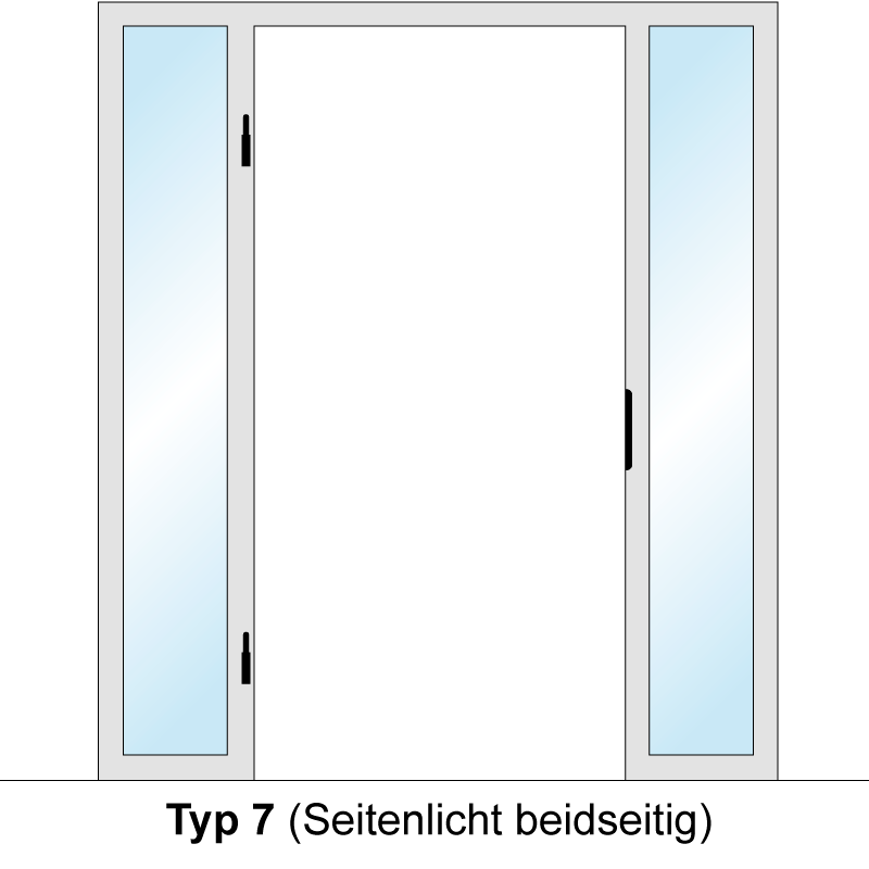 Windfangelement mit zwei Seitenteil für Zimmertüren DIN links - Blockrahmen  / Typ 07