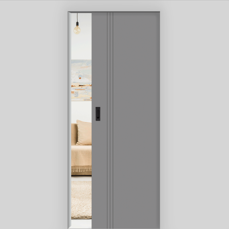 Mala 16 Schiebetür in der Wand laufend - Designtür RAL 7073 Lavagrau