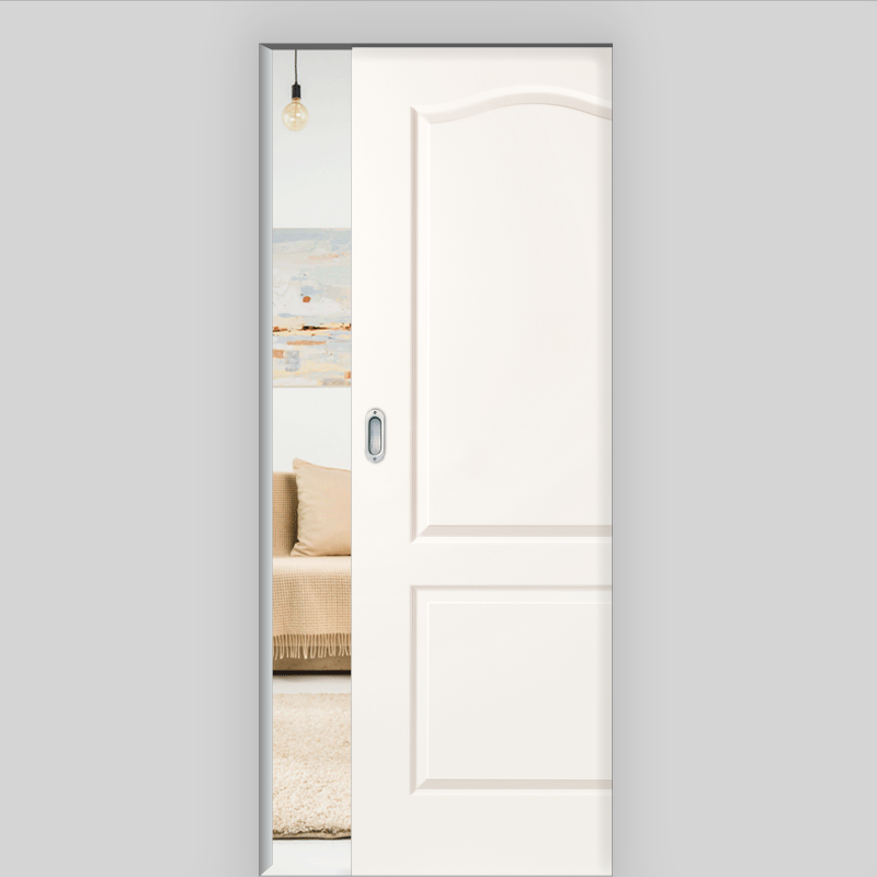 Elegance 02-B Schiebetür in der Wand laufend - Landhaustür / Stiltür RAL 9010 Weißlack