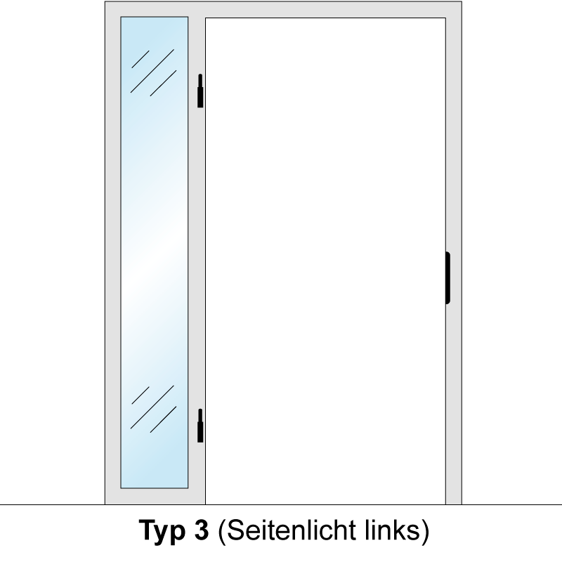 Windfangelement mit Seitenteil für Zimmertüren DIN links - Blockrahmen  / Typ 03