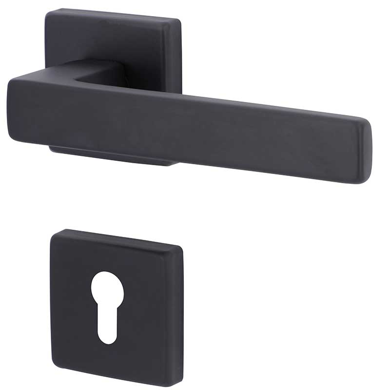 Miami Square-R Schwarz Matt -Türdrücker / Rosettengarnitur - Südmetall