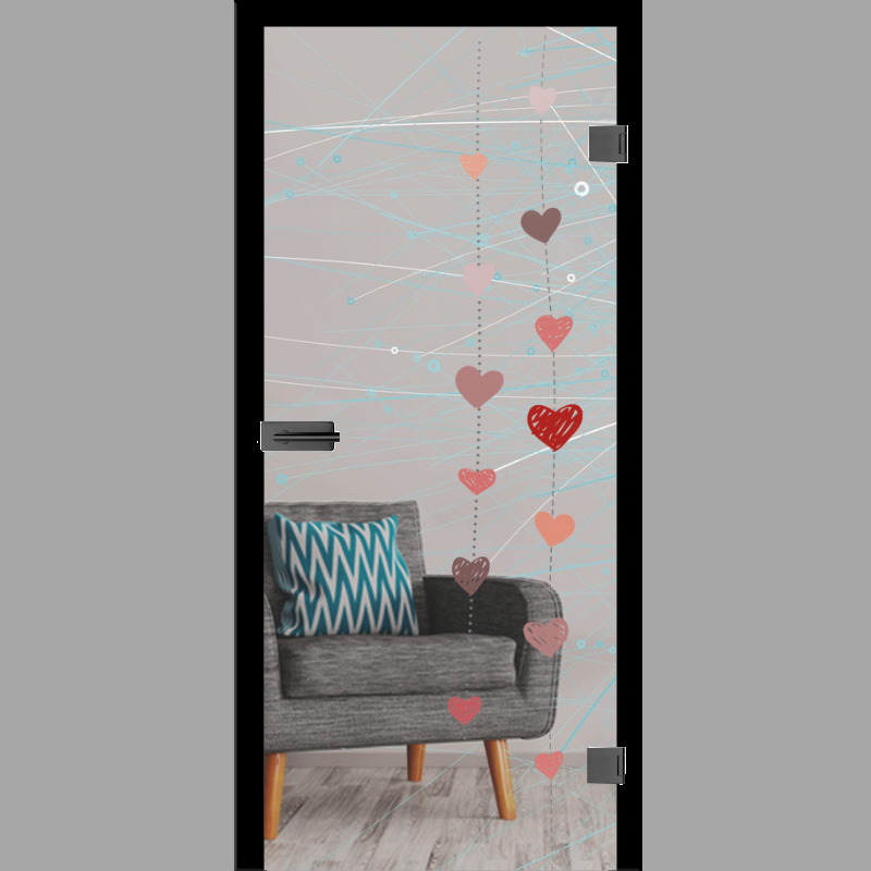 Heart Mattprint - Ganzglastüren / Glastüren mit Zarge Komplettset - Erkelenz