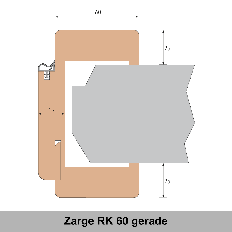 Schwarz matt Türzarge / Zarge - CPL RAL 9005 RK 60 gerade Rundkante
