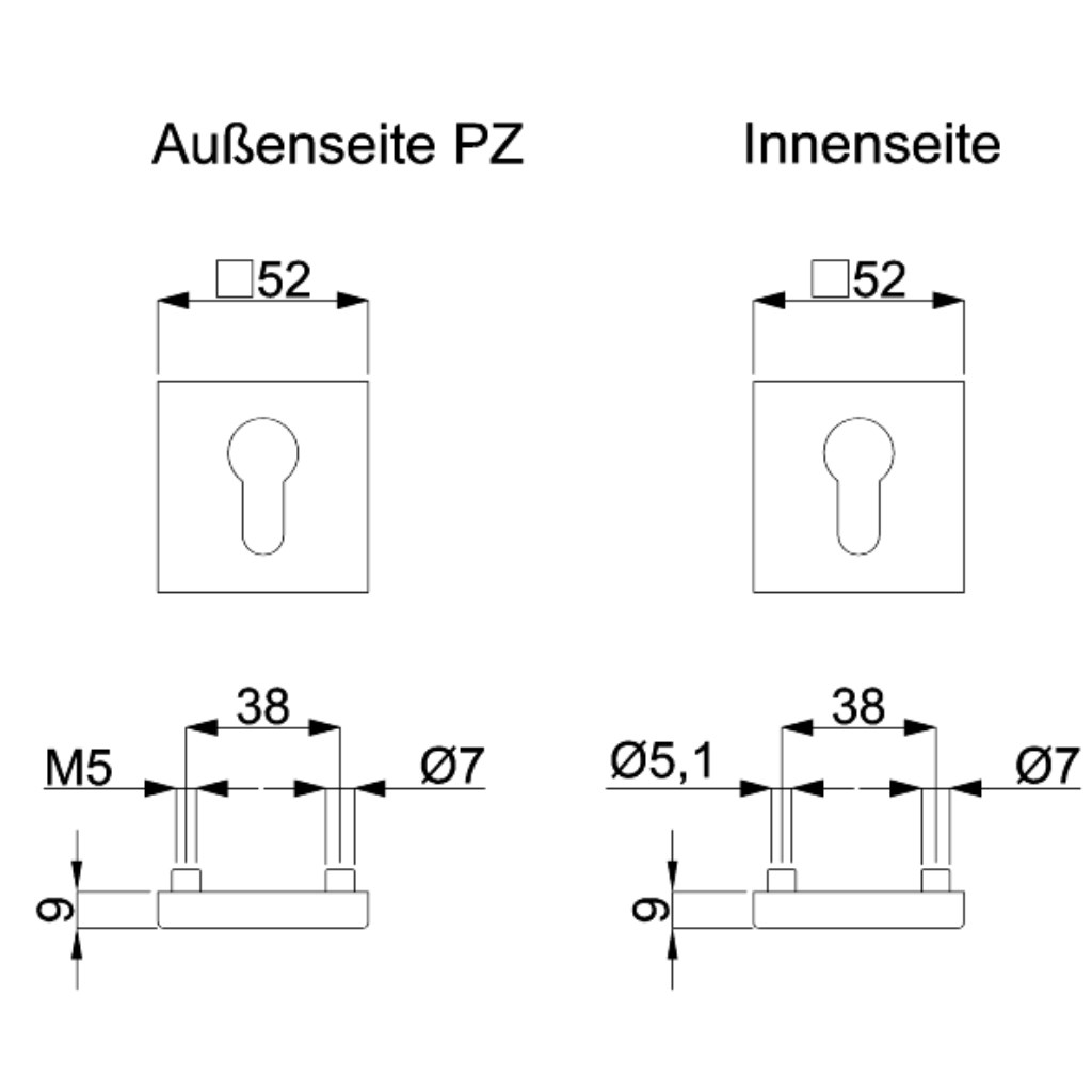 Prestige Quad - R - Edelstahl - Türklinke / Rosettengarnitur