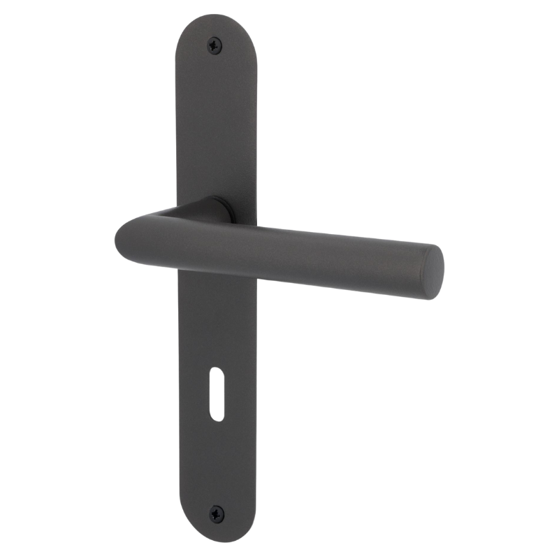 Ronny II Plano - LS - Schwarzstahl-Optik - Türdrücker / Langschildbeschlag - Südmetall