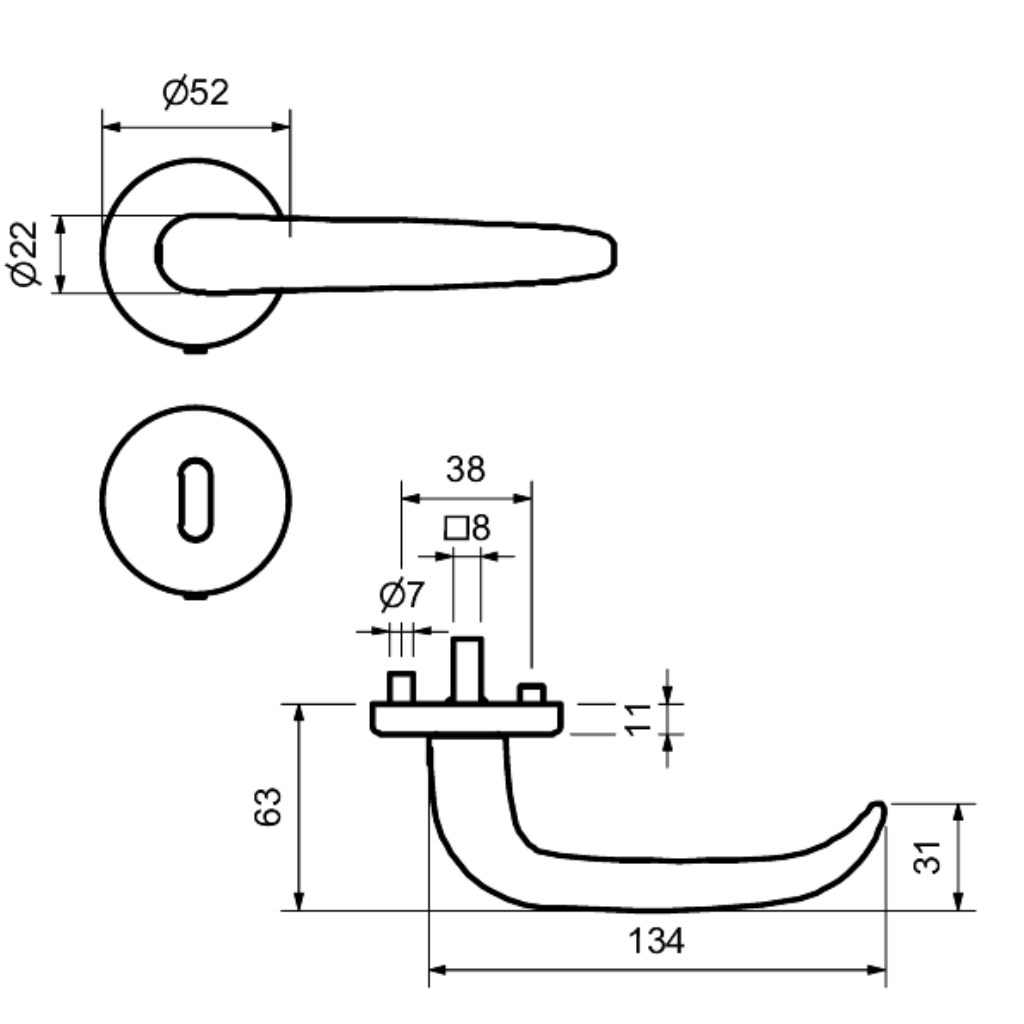 Nordpol II - R Basic - Türdrücker / Rosettengarnitur - Südmetall