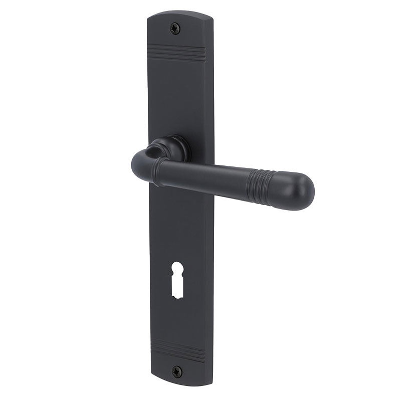 Scarlet -LS - Schwarz matt - Türdrücker / Langschildbeschlag - Südmetall