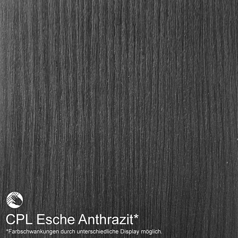 Esche Anthrazit Schiebetür in der Wand laufend - fühlbare CPL Oberfläche - Maserung Aufrecht