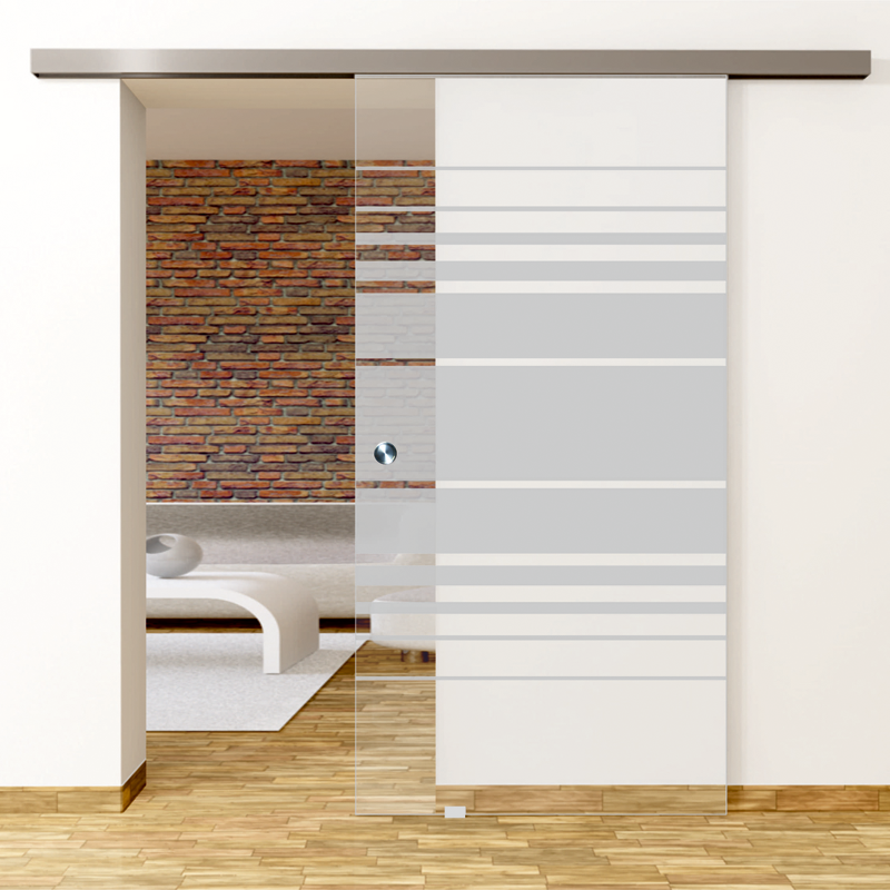 Selina Motiv Matt - Glasschiebetür - Set Komplett mit Softclose & Griff - Erkelenz Glas GmbH