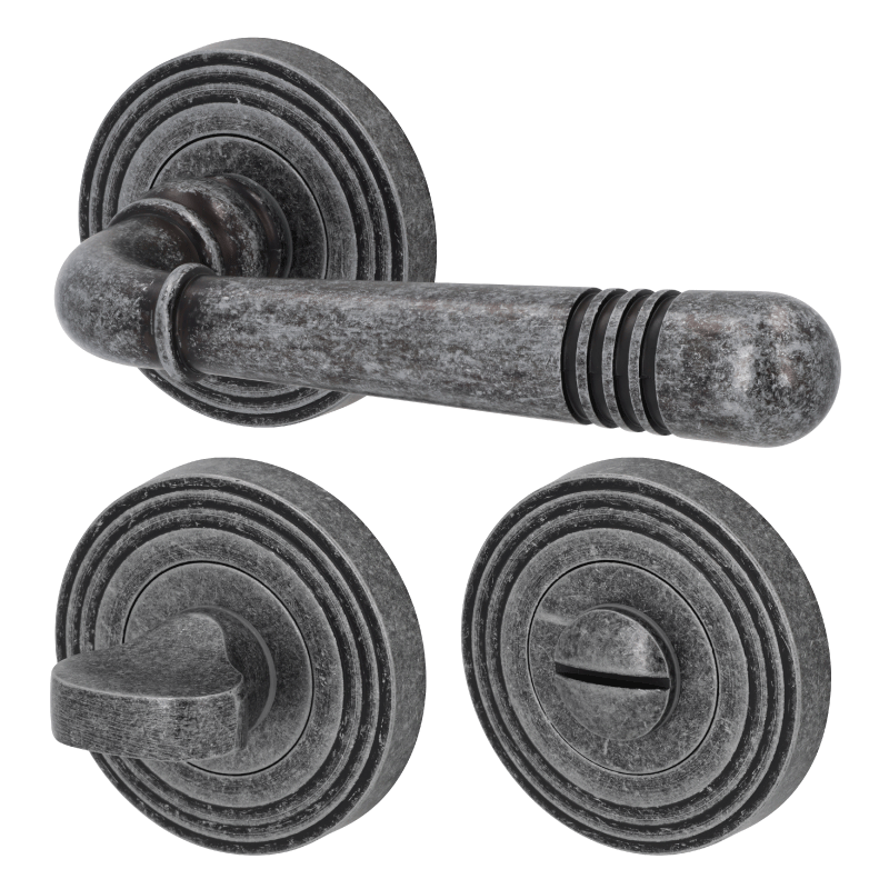 Saline-R Antik grau - Türdrücker / Rosettengarnitur - Südmetall
