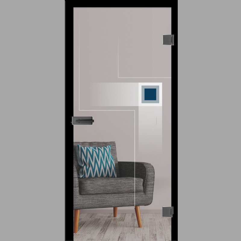 Corner 3 Mattprint - Ganzglastüren / Glastüren mit Zarge Komplettset - Erkelenz