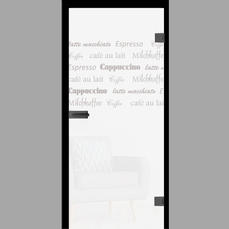 Cafe Motiv klar Glastür – Ganzglastür / Komplettset mit Zarge von Erkelenz