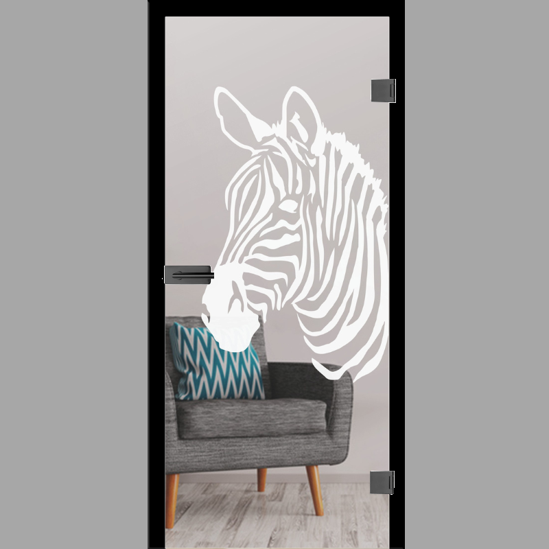 Zebra 2 Motive matt Glastür – Ganzglastür / Komplettset mit Zarge von Erkelenz