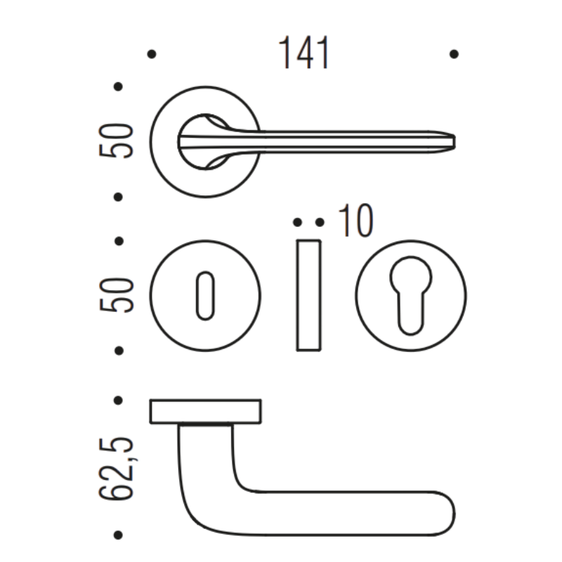 Roboquattro - Umber Bronze - Türdrücker / Rosettengarnitur - Colombo Design