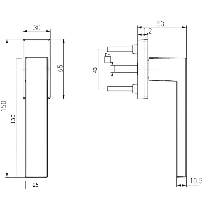 Erwin - Aluminum Schwarz - Fenstergriff / Rasterolive - Südmetall