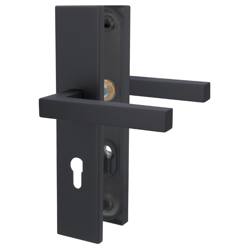 Sicura Galina II Square-LS/LS - Schwarz matt - Drücker/Drücker - Schutzbeschlag für Wohnungstüren