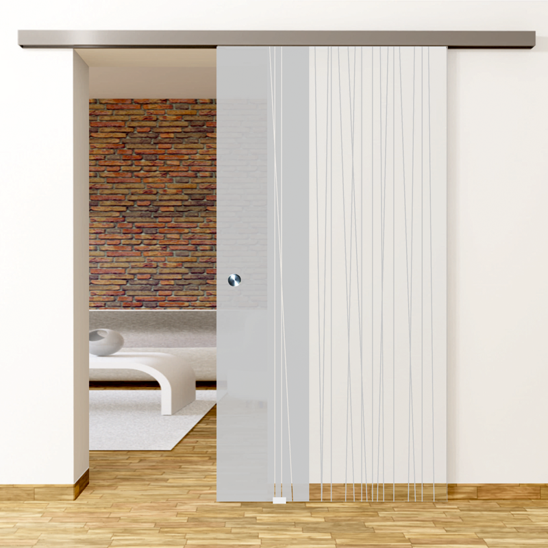 Linie 1 Motiv Klar - Glasschiebetür - Set Komplett mit Softclose & Griff - Erkelenz Glas GmbH